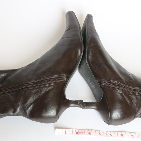 Brown Faux Leather Y2K / Witchy heeled boots size 8 - GUC - Picture 10 of 11